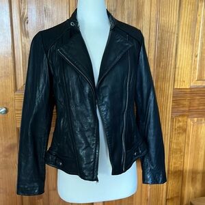 Michael Kors Women’s Leather Motorcycle Jacket, Small